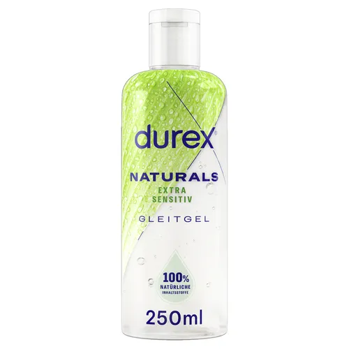 Durex Gleitgel Naturals Extra Sensitiv 250 ml - Gleitmittel, pH-freundlich für ein angenehmes Gefühl und optimale Gleitfähigkeit, ideal für sensible Haut.