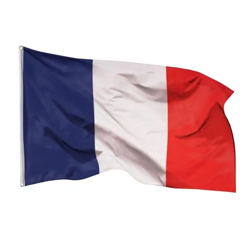 Frankreich Flagge 250x150 cm - Hissflagge für Fußballfans - Fahne in 250x150 cm aus 100% Polyester, ideal für Fußball-Events. Doppelseitiger Druck sorgt für lebendige Farben. Perfekt für die Unterstützung der französischen Mannschaft!