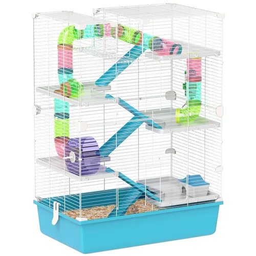 6-stöckiger Hamsterkäfig mit Röhren für Zwerghamster und Gerbils - Käfige, Auslauf & Gehege – Dieser geräumige Hamsterkäfig bietet 6 Ebenen und spannende Röhren für optimale Bewegungsfreiheit und Spielspaß.