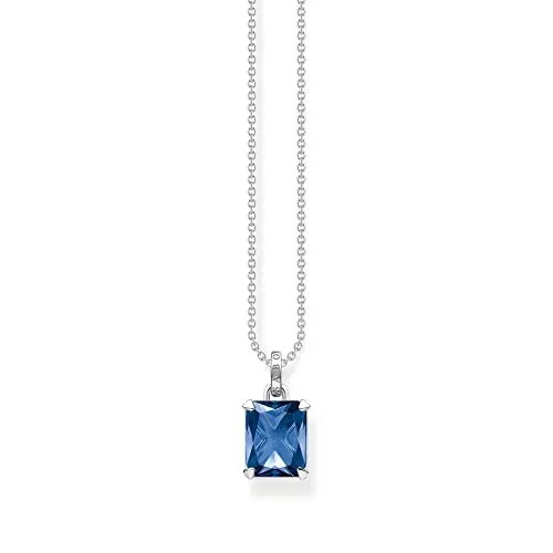 Thomas Sabo Damen Kette mit blauem Stein Silber, aus 925er Sterlingsilber in zeitlos-elegantem Design, Länge 45cm, KE1964-699-1-L45V