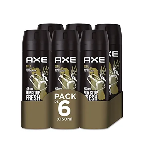 Axe Bodyspray Gold Deodorant für Herren, 150 ml - Axe Deodorant für Herren, 150 ml, bietet 48 Stunden lang Frische mit unwiderstehlichem Duft von Agarholz und schwarzer Vanille. Ideal für den täglichen Gebrauch, sorgt für ein selbstbewusstes Auftreten.