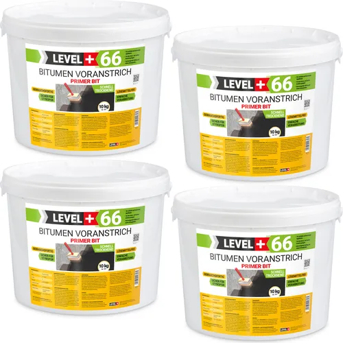 Bitumen Voranstrich Haftgrund 40kg - LEVEL+66 - Fugenabdichtungen - Gebrauchsfertige Bitumen-Grundierung mit hoher Haftkraft für optimale Untergrundvorbereitung und perfekte Anstrichbasis.
