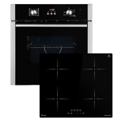 Autarkes Herdset BO8805SS + IH85900RL - 60cm Einbaubackofen mit Heißluft und Induktionskochfeld, energieeffizient und ideal für kleine Küchen