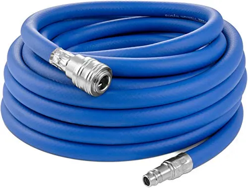 Poppstar Druckluftschlauch Premium 1010148, 10m, 20 bar - Schläuche für Druckluftwerkzeuge, aus Hybrid PVC mit Gewebeeinlage, extrem stabil und belastbar, ideal für Temperaturen von -20 bis 65 °C, sofort einsatzbereit mit vormontierten Anschlüssen.