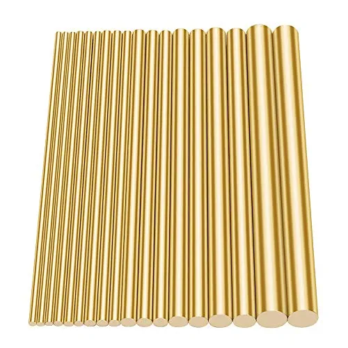 Glarks 18Pcs Messing Solid Round Rod Drehstange Bar Stock Sortiert für DIY Handwerkswerkzeug, Durchmesser 2.5-8mm Länge 100mm