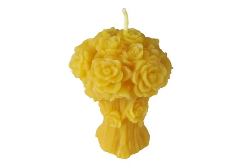 Aspinaworld Formkerze Bienenwachskerze Rosen Kerze als Strauß 9 cm