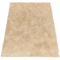 Paco Home Hochflorteppich, Beige, Textil, Rechteckig, 80x150 cm, strapazierfähig, für Fußbodenheizung geeignet, Teppiche & Böden, Teppiche, Hochflorteppiche & Shaggys