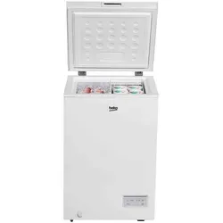 Beko CF100EWN Tiefkühltruhe 98 l - Freistehend in Weiß - Tiefkühler mit 98 l Nutzinhalt, 4-Sterne-Kennzeichnung und 13,5 h Lagerzeit bei Störung. Ideal für Haushalte, die viel Gefriergut lagern möchten.