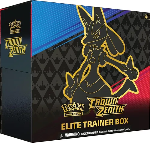 Pokémon Crown Zenith Elite Trainer Box ETB Englisch - Konsolen und Spiele: Enthält Booster und exklusive Lucario-Karten für Pokémon TCG-Fans, ideal für Sammler und Spieler!