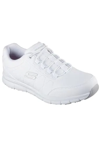 Skechers Herren Nampa Osil Medical Serviceschuh, Weiß, 41 EU - Praktischer Slip-On Schuh mit rutschfester Sohle und Memory-Schaum-Einlegesohle für optimalen Komfort im Arbeitsalltag.