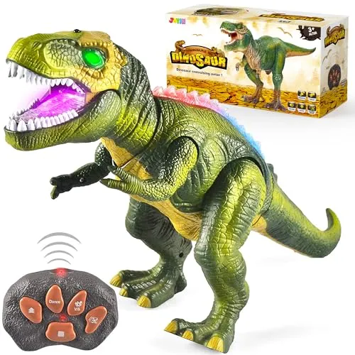 JOYIN Kinder LED Ferngesteuertes Dinosaurier Spielzeug - App- & ferngesteuerte Tiere mit realistischem T-Rex, der geht, brüllt und leuchtet. Perfekt für Dinosaurier-Themenpartys und als pädagogisches Spielzeug für Kinder.