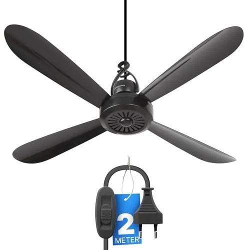 Mobiler Deckenventilator Ø40cm für Terrasse und Pavillon - Energieeffizienter Deckenventilator mit modernem Design, ideal für Innen- und Außenbereiche. Einfach aufzuhängen ohne Bohren, sorgt für angenehme Frische bei nur 5W Verbrauch.