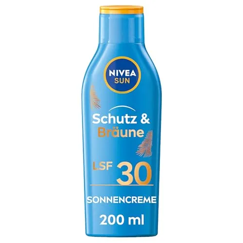 Nivea Protect & Bronze SPF30 Sonnenlotion - Sonnenschutzlotion mit SPF30, die die Haut schützt und die natürliche Bräunung unterstützt. Die leichte, wasserfeste Formel zieht schnell ein und hinterlässt kein fettiges Gefühl.