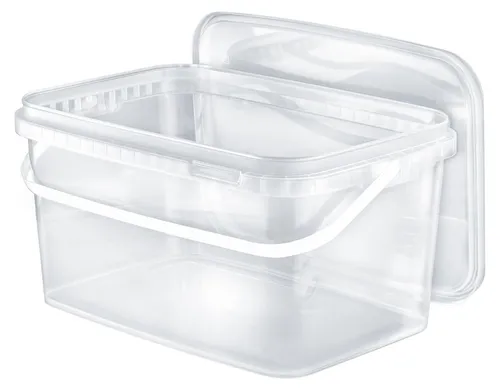 Benbow Rechteckiger Eimer mit Deckel mit Griff 5L Anzahl: 1 Stk., Transparent BSR-, Luftdicht, Lebensmittelecht, BRC-