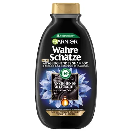 GARNIER Wahre-Schaetze Anziehende-Aktivkohle-SchwarzkuemmeloelBis Zu 72h FeuchtigkeitsspendendAusgleichendes Shampoo 300 ml (9,97 € / 1 l)