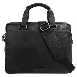 BODENSCHAT Aktentasche aus echtem Leder, schwarz - Elegante Aktentasche aus hochwertigem, echtem Leder, ideal für Beruf und Freizeit. Mit Tablet- und Laptopfach (15 Zoll) sowie abnehmbarem Schulterriemen. Handgepäcktauglich und stilvoll!