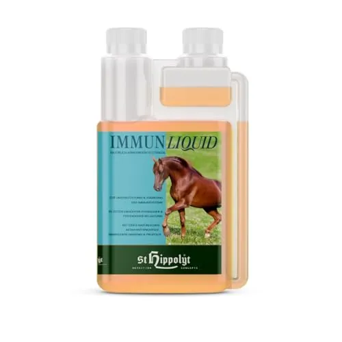 St. Hippolyt Immun Liquid | 1 l | Ergänzungsfuttermittel für Pferde | Mit Spirulina-Algen & Ginseng
