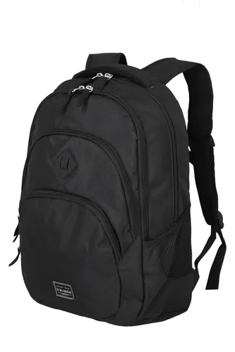 Travelite Rucksack Basics Melange - Schwarz, 22L mit Laptopfach - Laptop-Rucksack mit gepolstertem Fach für Geräte bis 15,6 Zoll. Ideal für Sport und Freizeit, mit praktischen Organizerfächern und atmungsaktivem Rücken.