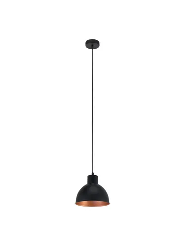TRURO 1 Hängeleuchte - Industrial Stil in Schwarz und Kupfer - Lampen: Pendelleuchte TRURO 1 mit schwarzem Stahl und kupferfarbener Innenseite, perfekt für stimmungsvolle Beleuchtung im Wohnzimmer oder Esszimmer. E27-Sockel für individuelle Leuchtmittelwahl.