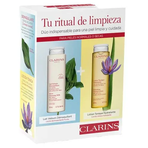 Clarins Makeup Remover Milk Set - 2 x 200ML - Make-up-Entferner Set mit 200 ml Reinigungsmilch und 200 ml Tonic Lotion, sanfte Reinigung für strahlende Haut und ideales Duo für jeden Hauttyp.