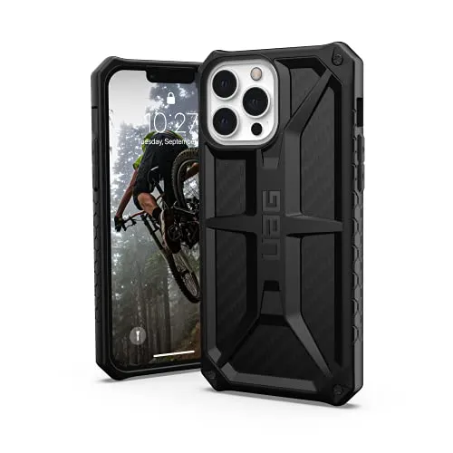 UAG Monarch Backcover für iPhone - Stoßfestes Hard Case in Schwarz - Schütze dein iPhone stilvoll mit dem UAG Monarch Backcover. Die fünfschichtige Konstruktion sorgt für zuverlässigen Schutz und erfüllt militärische Falltest-Standards. Schlankes Design für optimalen Komfort.