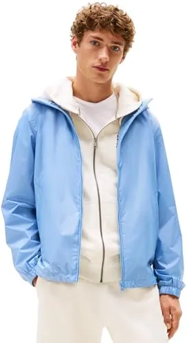 Tommy Hilfiger Herren Übergangsjacke Hooded, Blau (Cloudy Blue), L - IKONISCH & PRAKTISCH: Die Tommy Hilfiger Übergangsjacke mit Kapuze bietet dank ihres warmen Materials perfekten Tragekomfort. Die schlichte Optik und der Stehkragen machen sie ideal für den Alltag und besondere Anlässe.