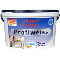Profiweiss Wandfarbe 10l - Weiße Innenfarbe für perfekte Ergebnisse - Farben: Hochdeckende, scheuerbeständige Wandfarbe in Matt, ideal für alle Innenräume. UV-beständig und feuchtigkeitsresistent, hergestellt in Deutschland.