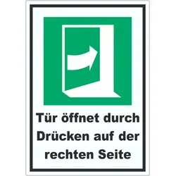 HB-Druck Tür öffnet durch Drücken auf der rechten Seite Aufkleber A3 (297x420mm)