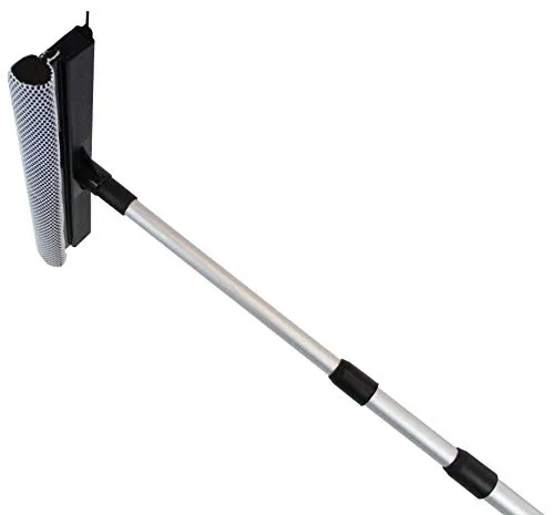 Teleskopstange 4 Meter mit Fensterwischer - Praktischer Fensterabzieher mit 4 Meter ausziehbarer Teleskopstange, inkl. Fensterwischer, Schwamm und Abziehlippe – ideal für schwer erreichbare Fenster und Dachfenster.