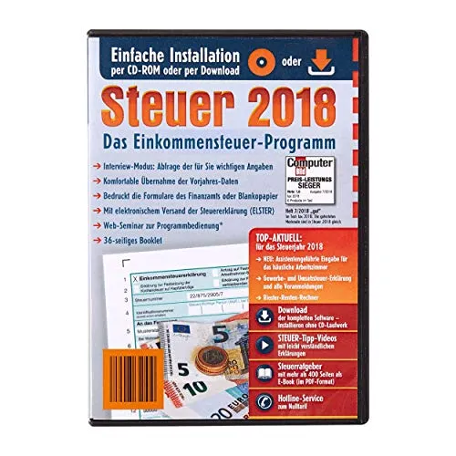 Steuersoftware Steuer 2018 DISCOUNTER CD Steuererklärung Steuerprogramm Einkommensteuer 2018 Einkommensteuererklärung ELSTER, Freiberufler, Arbeitnehmer Steuererklärung Aldi