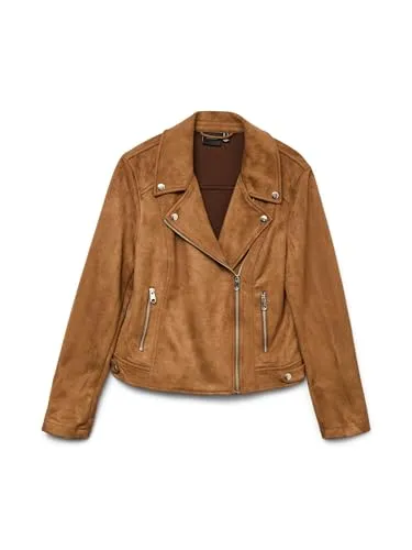 Vero Moda VMJOSE SHORT FAUX SUEDE JACKET - Stylische Lederimitatjacke - Funktionsjacke in Cognac, modisch mit elastischem Material und pflegeleichtem Design, ideal für jeden Anlass.