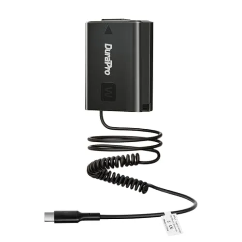 DuraPro USB-C NP-FW50 Dummy Akku for Sony Alpha ZV-E10 A7 A7R A7S A7II A7RII A7SII A6500 A6400 A6300 A6100 A6000 A5100 A5000 RX10 II III IV NEX-3 NEX-5 NEX-7 Camera