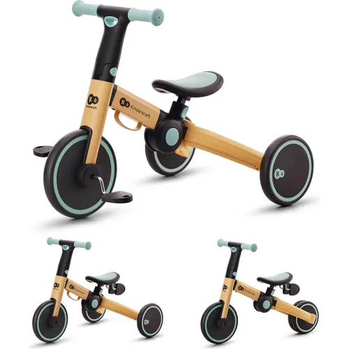 Kk Kinderkraft 4TRIKE Dreirad 3 in 1 - Leicht, zusammenklappbar, ergonomischer Sattel für Kinder von 1 bis 5 Jahren, Gelb+Blau
