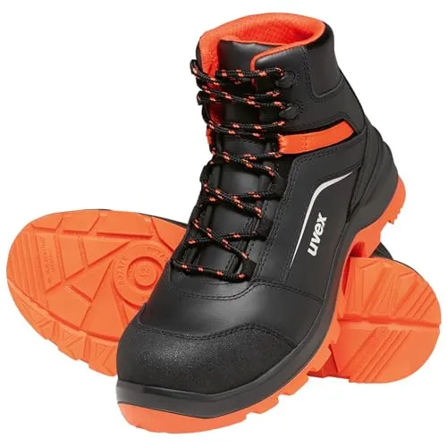uvex 2 xenova® Stiefel S3 SRC schwarz/rot Gr. 47 - Komfort & Sicherheit vereint - Arbeitsschuhe mit 100% metallfreier Zehenschutzkappe, atmungsaktivem Glattleder und optimaler Dämpfung für höchsten Tragekomfort bei allen Arbeiten.