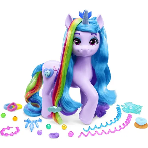 My Little Pony: Tell Your Tale Rainbow Styles Izzy Moonbow - Spielfigur Spielsets mit 17 Styling-Accessoires, enthüllt Izzy's bunte Mähne und bietet über 25 Reaktionen für interaktiven Spielspaß!