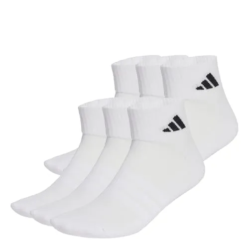adidas Unisex Cushioned Essentials Ankle Socks 6 Pair Pack, white/white/black, 37-40