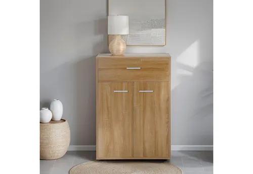 CARO-Möbel Highboard TOMMY, Kommode in Sonoma Eiche - Hochwertiges Highboard mit 2 Türen und 1 Schublade, ideal für stilvolle Ordnung und Stauraum in jedem Raum.