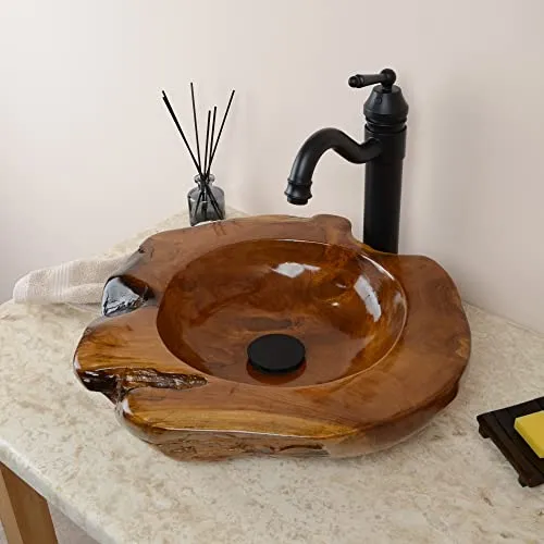 Holz-Waschbecken 45 cm aus Teakholz - Unikatauswahl für Bad und Garten - Einzigartiges Teakholz Waschbecken, handgefertigt und lasiert. Jedes Stück ist ein Unikat mit individueller Marmorierung. Pflegeleicht dank wasserabweisender Oberfläche. Ideal für Bad, WC oder Garten!