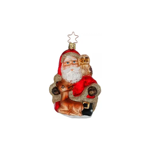 Inge-glas Christbaumschmuck - Santa im Winterwald - 13 cm - Mundgeblasener und handbemalter Weihnachtsbaumhänger von Inge Glas, der festliche Glanz in jeden Winterwald bringt. Ideal für eine stilvolle Weihnachtsdekoration.