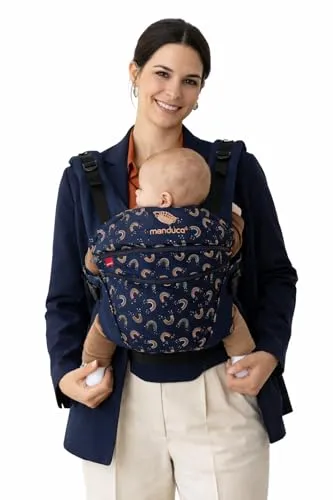 manduca XT Babytrage - Verstellbare Trage für Neugeborene bis Kleinkinder - Babytragen: Die manduca XT bietet einen verstellbaren Sitz von 16 bis 50 cm, drei Tragemöglichkeiten und ergonomisches Design für gesunde Hüftentwicklung.