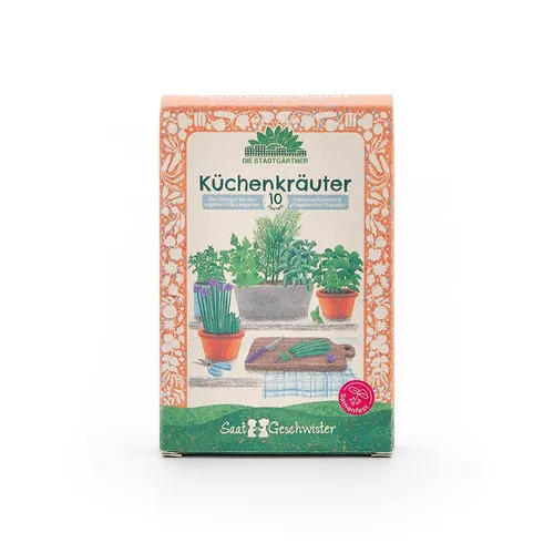 Die Stadtgärtner Kräutersamen Saatgut-Set Küchenkräuter mit 10 BIO-Sorten, Tolles Garten-Geschenk, Samenfest, Ohne Gentechnik, Laborgeprüfte Keimrate