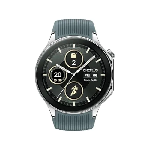 OnePlus Watch 2 Radiant Steel - Smartwatch mit Google Wear OS, wasserfest und lange Akkulaufzeit