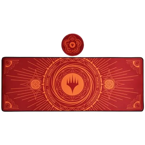 Magic Gaming Mat und Untersetzer Set - Sammelkarten-Spielmatten Set mit rutschfester Unterseite, ideal für Magic: The Gathering Fans. Große Schreibtischunterlage (800 mm x 300 mm) und stylische Untersetzer, offizielles Lizenzprodukt.