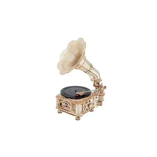 ROKR 3D-Puzzle Classical Gramophone (Electric Version) - 3D-Puzzle mit 424 Teilen, aus hochwertigem Holz gefertigt. Ideal für kreative Köpfe ab 14 Jahren, die ein einzigartiges Deko-Objekt erschaffen möchten.