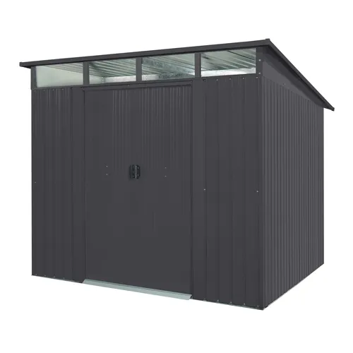 Pergart Metallgerätehaus Luzern, Anthrazit - Modernes Gartenhaus - Gartenhäuser mit robustem galvanisiertem Stahlblech, ideal für Werkzeuge und Gartenutensilien. Langlebig, rostfrei und mit praktischen Schiebetüren für höchsten Komfort.