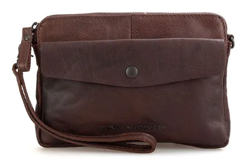Spikes & Sparrow Women's Idaho Crossbody Dunkelbraun - Umhängetasche aus hochwertigem Bronco Leder mit praktischem Reißverschluss, 4 Kreditkartenfächern und abnehmbarem Gurt - ideal für stylische und sichere Aufbewahrung.