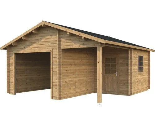 Einzelgarage Palmako Roger 21,9+5,2 m² - Robuste Holzgarage - Kategorie: Gartenhäuser, Geräteschuppen & Carports. Diese tauchgrundierte Holzgarage mit Satteldach bietet optimalen Schutz für Ihr Fahrzeug und wertvollen Stauraum.