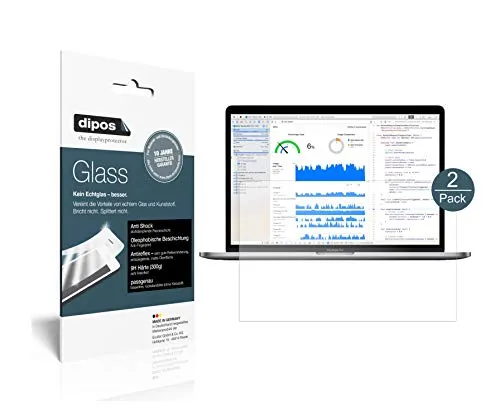 dipos I 2X Displayschutz matt kompatibel mit Apple MacBook Pro 13 Zoll (2019) Schutzfolie 9H Anti-Shock