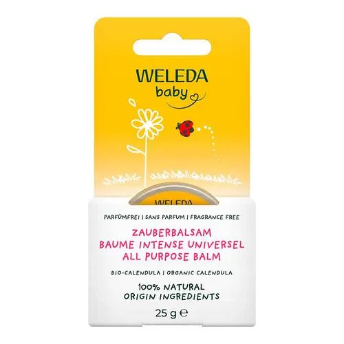 Weleda Calendula Zauberbalsam Gesichtsbalsam 25 g - Tagescreme für Gesicht & Körper, ideal zur Pflege trockener Haut & Lippen von Babys und Kindern. 100% natürliche Formel mit Bio-Calendula beruhigt sofort und schützt bei rauem Wetter.