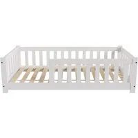 Juskys Kinderbett Naya, 80x160 cm - Bodenbett mit Rausfallschutz - Betten: Hochwertiges Kiefernholz, ideal für sicheres Schlafen dank Rausfallschutz und einer maximalen Belastbarkeit von 125 kg.